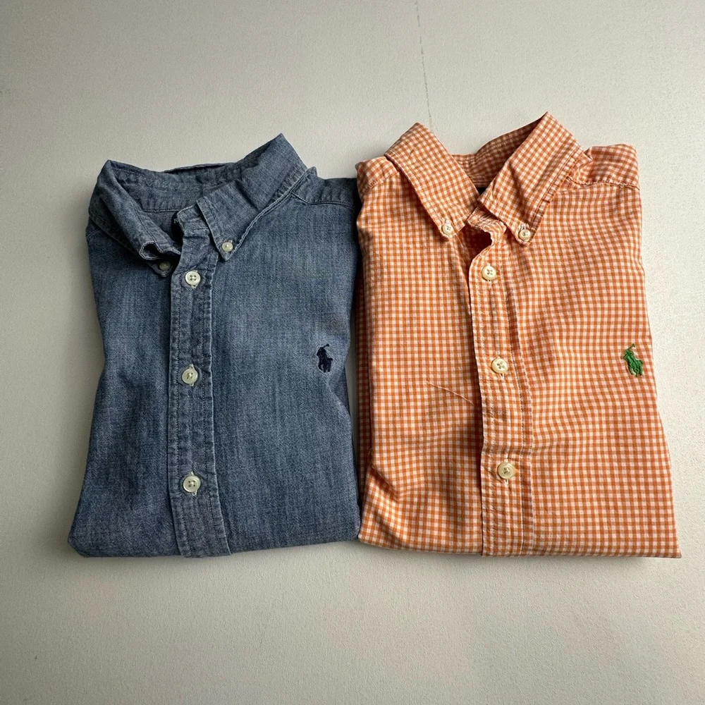 Ralph Lauren boys size‎ 10/12 long sleeve button-down shirts, bundle of two